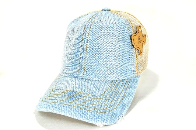 HD-002 PLAIN HERRINGBONE DENIM MSEH L.DENIM/KHAKI MESH